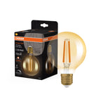 Osram / Ledvance LED Filament Vintage 1906 Globe G95 klar 300° 6,5-55W/824 extra warmweiß 725lm E27 220-240V dimmbar – Produkt mit Verpackung