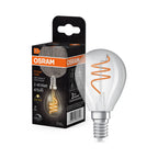 Osram / Ledvance LED Filament Vintage 1906 Tropfen P klar 300° Spiral 4,6-40W/927 warmweiß 470lm E14 220-240V dimmbar – Produkt mit Verpackung