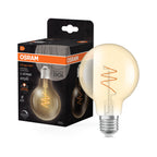 Osram / Ledvance LED Filament Vintage 1906 Globe G80 klar 300° Spiral 4,9-40W/922 extra warmweiß 470lm E27 220-240V dimmbar – Produkt mit Verpackung