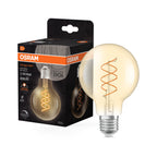 Osram / Ledvance LED Filament Vintage 1906 Globe G80 klar 300° Spiral 8-60W/922 extra warmweiß 806lm E27 220-240V dimmbar – Produkt mit Verpackung