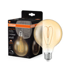 Osram / Ledvance LED Filament Vintage 1906 Globe G95 klar 300° Heart 4,9-40W/922 extra warmweiß 470lm E27 220-240V dimmbar – Produkt mit Verpackung