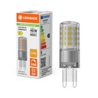 Osram / Ledvance LED Pin klar 320° Performance 4,4-48W/827 warmweiß 600lm G9 220-240V dimmbar – Produkt mit Verpackung