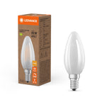 Osram / Ledvance LED Filament Kerze B matt 300° Superior UltraEfficient 2,9-40W/827 warmweiß 470lm E14 220-240V dimmbar – Produkt mit Verpackung