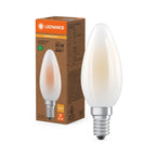 Osram / Ledvance LED Filament Kerze B matt 330° Superior UltraEfficient 3,8-60W/827 warmweiß 806lm E14 220-240V – Produkt mit Verpackung