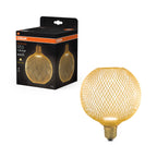 Osram / Ledvance LED Decor Globe matt gold 100° Flat 3,5-28W/827 warmweiß 300lm E27 220-240V – Produkt mit Verpackung