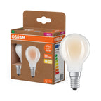 Osram / Ledvance LED Filament Tropfen P matt 330° UltraEfficient 1,2-40W/827 warmweiß 470lm E14 220-240V – Produkt mit Verpackung