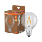 Osram / Ledvance LED Filament Globe G95 klar 300° UltraEfficient 3,8-60W/827 warmweiß 806lm E27 220-240V – Produkt mit Verpackung