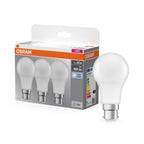 Osram / Ledvance LED Base Classic A matt 200° 8-60W/840 kaltweiß 806lm B22d 220-240V 3er Pack – Produkt mit Verpackung