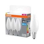 Osram / Ledvance LED Filament Base Kerze B matt 300° 5,9-60W/865 tageslichtweiß 806lm E14 220-240V 3er Pack – Produkt mit Verpackung