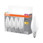 Osram / Ledvance LED Filament Base Kerze B matt 300° 4,2-40W/827 warmweiß 470lm E14 220-240V 4er Pack – Produkt mit Verpackung