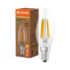 Osram / Ledvance LED Filament Kerze B klar 300° Superior 2,5-40W/827 warmweiß 470lm E14 220-240V dimmbar – Produkt mit Verpackung