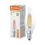 Osram / Ledvance LED Filament Kerze B klar 320° Performance 3,4-40W/827 warmweiß 470lm E14 220-240V dimmbar – Produkt mit Verpackung