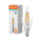 Osram / Ledvance LED Filament Kerze B klar 300° Performance 3,4-40W/827 warmweiß 470lm E14 220-240V – Produkt mit Verpackung