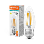 Osram / Ledvance LED Filament Kerze B klar 300° Performance 3,4-40W/827 warmweiß 470lm E27 220-240V – Produkt mit Verpackung