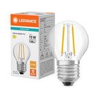 Osram / Ledvance LED Filament Tropfen P klar 300° Performance 1-15W/827 warmweiß 136lm E27 220-240V – Produkt mit Verpackung