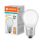 Osram / Ledvance LED Filament Tropfen P matt 300° Performance 1,8-25W/827 warmweiß 250lm E27 220-240V – Produkt mit Verpackung