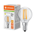 Osram / Ledvance LED Filament Tropfen P klar 320° Performance 3,4-40W/827 warmweiß 470lm E14 220-240V dimmbar – Produkt mit Verpackung