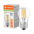 Osram / Ledvance LED Filament Tropfen P klar 320° Performance 3,4-40W/827 warmweiß 470lm E27 220-240V dimmbar – Produkt mit Verpackung