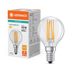 Osram / Ledvance LED Filament Tropfen P klar 300° Performance 3,4-40W/827 warmweiß 470lm E14 220-240V – Produkt mit Verpackung