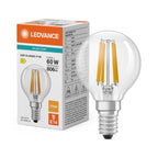Osram / Ledvance LED Filament Tropfen P klar 300° Performance 5,9-60W/827 warmweiß 806lm E14 220-240V – Produkt mit Verpackung