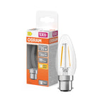 Osram / Ledvance LED Filament Star Kerze B klar 300° 1,8-25W/827 warmweiß 250lm B22d 220-240V – Produkt mit Verpackung