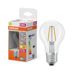 Osram / Ledvance LED Filament Superstar Classic A klar 320° 1,8-25W/827 warmweiß 250lm E27 220-240V dimmbar – Produkt mit Verpackung