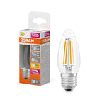 Osram / Ledvance LED Filament Superstar Kerze B klar 320° 3,4-40W/827 warmweiß 470lm E27 220-240V dimmbar – Produkt mit Verpackung
