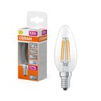 Osram / Ledvance LED Filament Superstar Kerze B klar 320° 3,4-40W/840 kaltweiß 470lm E14 220-240V dimmbar – Produkt mit Verpackung