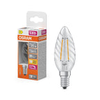 Osram / Ledvance LED Filament Superstar Kerze BW klar gedreht 320° 1,8-25W/827 warmweiß 250lm E14 220-240V dimmbar – Produkt mit Verpackung