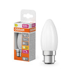 Osram / Ledvance LED Filament Superstar Kerze B matt 320° 3,4-40W/827 warmweiß 470lm B22d 220-240V dimmbar – Produkt mit Verpackung