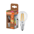 Osram / Ledvance LED Filament Tropfen P klar 300° UltraEfficient 2,5-40W/827 warmweiß 470lm E14 220-240V dimmbar – Produkt mit Verpackung