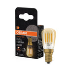 Osram / Ledvance LED Filament Vintage 1906 Special T26 klar 320° 2,8-25W/822 extra warmweiß 250lm E14 220-240V dimmbar – Produkt mit Verpackung