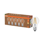 Osram / Ledvance LED Filament Classic A klar 300° UltraEfficient 3,8-60W/827 warmweiß 806lm E27 220-240V 5er Pack – Produkt mit Verpackung