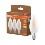 Osram / Ledvance LED Filament Kerze B matt 330° UltraEfficient 2,2-40W/827 warmweiß 470lm E14 220-240V 3er Pack – Produkt mit Verpackung