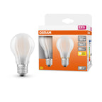Osram LED Star Classic A Glas 6,5-60W/827 E27 matt 300° 806lm warmweiß nicht dimmbar 2er Pack – Produkt mit Verpackung