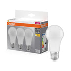 Osram LEDbase Classic A Retro 14-100W/827 LED E27 matt 200° 1521lm echt warmweiß nicht dimmbar 3er Pack – Produkt mit Verpackung