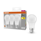 Osram LED Base Classic A 9-60W/827 B22d matt 200° 806lm warmweiß nicht dimmbar 3er Pack – Produkt mit Verpackung