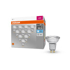 OSRAM LED Base PAR16 4,3-50W/840 GU10 350lm 36° nicht dimmbar 10er Pack – Produkt mit Verpackung