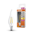 Osram Filament Superstar Classic BA35 klar 300° 5-40W/827 warmweiß 470lm E14 220-240V dimmbar – Produkt mit Verpackung