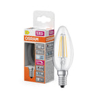 Osram LED Filament Superstar+ Kerze B klar 300° 3,4-40W/940 neutralweiß 470lm E14 220-240V dimmbar – Produkt mit Verpackung