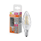 Osram LED Filament Superstar+ Kerze BW klar gedreht 300° 3,4-40W/940 neutralweiß 470lm E14 220-240V dimmbar – Produkt mit Verpackung