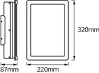 Osram LED Deckenleuchte Endura Style 320x220mm 12,5W/830 950lm warmweiß nicht dimmbar dunkelgrau IP4 – Maßzeichnung