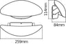 Osram LED Wandleuchte Endura Style Cover Oval 11,5W/830 340lm warmweiß nicht dimmbar dunkelgrau IP44 – Maßzeichnung