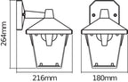 Osram LED Wandleuchte Endura Style Lantern Classic Down 11,5W/830 740lm warmweiß nicht dimmbar weiß – Maßzeichnung