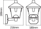 Osram LED Wandleuchte Endura Style Lantern Classic Up 11,5W/830 550lm warmweiß nicht dimmbar schwarz IP44 – Maßzeichnung