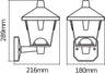 Osram LED Wandleuchte Endura Style Lantern Classic Up 11,5W/830 550lm warmweiß nicht dimmbar schwarz IP44 – Maßzeichnung