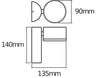 Osram LED Wandleuchte Endura Style Spot Round 8W/830 460lm neutralweiß nicht dimmbar weiß IP44 – Maßzeichnung