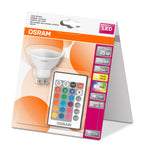 Osram LEDstar+ PAR16 remote control 4.5-25W/RGBW LED GU10 matt 250lm Multicolour dimmbar mit Fernbedienung – Verpackung