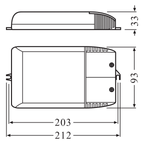 Osram Vorschaltgerät PTI 150/220-240 I Powertronic (wie PTU inkl. Zugentl.) – Maßzeichnung