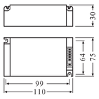 Osram Vorschaltgerät PTI 35/220-240 S Powertronic (ohne Zugentl.) – Maßzeichnung